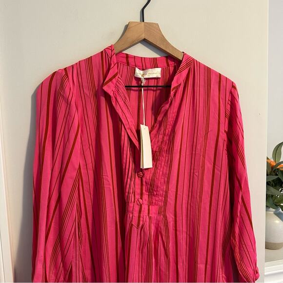 NWT Natalie Martin Pink Striped Long Sleeve Mini Dress XS - Picture 10 of 11